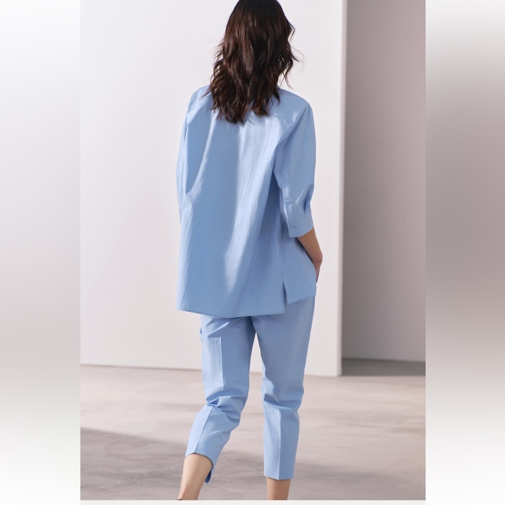 Zara Light Blue Straight Leg Pants - Picture 3 of 16